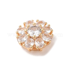 ガラスチャーム  真鍮のパーツと  花  ゴールドカラー  ミックスカラー  13.5x13.5x6.5mm  穴：1.5x3mm&nbsp;KK-B100-057G