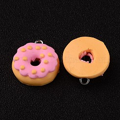 ポリマークレイのペンダント  ドーナツ  ショッキングピンク  19x7mm  穴：3mm&nbsp;LS-X-CLAY-Q186-07