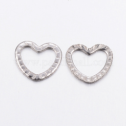 変色しない304ステンレススチール製リンクリング  ハート  ステンレス鋼色  6.5x7.5x0.5mm  内径：5.5x4mm&nbsp;X-STAS-I071-05P