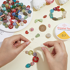 DIYブレスレット作りキット1セット  混合形状のプラスチックビーズを含む  弾性クリスタルロープ  ミックスカラー  8.5~22.5x8.5~18x4.5~12.5mm&nbsp;KY-HY0001-26