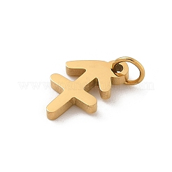 304ステンレススチールチャーム  丸カン付き  ゴールドカラー  星座チャーム  射手座  11.5x7x1.5mm  穴：3mm&nbsp;LS-STAS-R001-04G-09