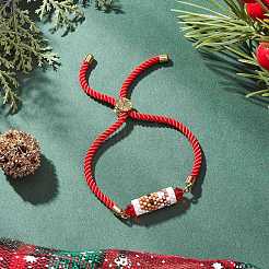 3個 3スタイル クリスマス ハンドメイド ガラス シードビーズ スライダー ブレスレット  女性用リンクブレスレット  混合図形  内径：1/4~2-3/4インチ（5~6.9cm）  1個/スタイル&nbsp;BJEW-MZ00226