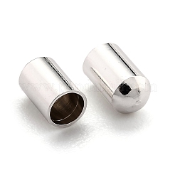 真鍮製コードエンドパーツ  エンドキャップは長持ちしますメッキ  925銀メッキ  5x2.5mm  内径：2mm&nbsp;X-KK-H759-34C-S