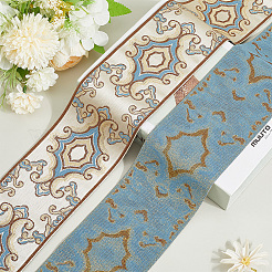 5mのポリエステル刺繍リボン  洋服アクセサリー  ディープスカイブルー  3-1/2インチ（90mm）  約5.47ヤード（5m）/セット&nbsp;OCOR-GF0005-42B