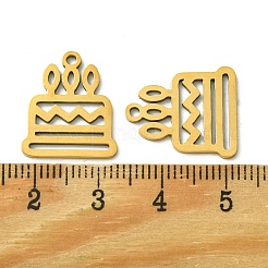 ステンレスペンダント201個  レーザー切断  ケーキチャーム  ゴールドカラー  17.5x15x1mm  穴：1.5mm&nbsp;STAS-B052-06G