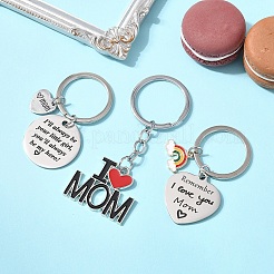 1Pc Mother's Day Gift 201 Stainless Steel Heart with Word Remember I Love You Mom Keychains&nbsp;KEYC-FS0001-11