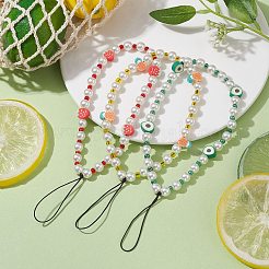 3Pcs Fruits Polymer Clay & Imitated Pearl & Glass Beaded Mobile Straps&nbsp;HJEW-JM01641