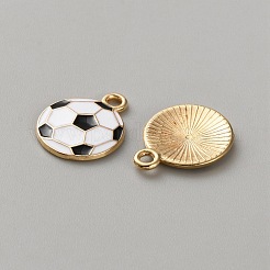 合金エナメルチャーム  サッカーのチャーム  ゴールドカラー  ブラック  16.5x13.5x2mm  穴：1.8mm  10個/セット&nbsp;ENAM-CJC0010-37G-07