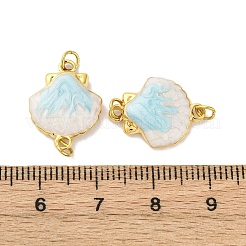 304 Stainless Steel Light Cyan Enamel Shell Shape Connector Charms&nbsp;STAS-U061-06G