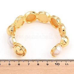 Half Round Brass and ABS Imitation Pearl Cuff Bangles for Women&nbsp;BJEW-T025-05G-01