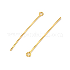真鍮製アイピン  ゴールドカラー  40x3x0.5mm  穴：1.6mm&nbsp;KK-XCP0002-10G
