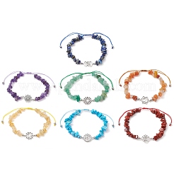 7Pcs Chakra Theme Natural & Synthetic Mixed Gemstone Chips Braided Beads Bracelets&nbsp;BJEW-JB11326