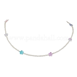 Glass Star & Seed Beaded Necklace&nbsp;NJEW-JN04364