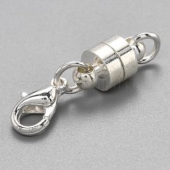 真鍮製マグネットクラスプコンバーター  カニカン付き  カドミウムフリー＆鉛フリー  コラム  銀  25x6mm&nbsp;KK-O134-08S