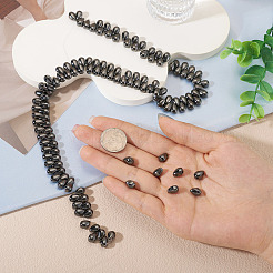 1連メッキガラスビーズ連売り  ティアドロップ  黒メッキ  9x6x5.5mm  穴：0.9mm  約125個/連  15.75インチ（40cm）&nbsp;EGLA-TA0013-31A