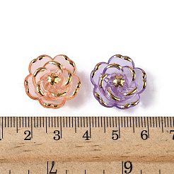プラスチックビーズ  花  ゴールドライン入り  ミックスカラー  19~19.5x8~8.5mm  穴：1.8~2mm  約425個/500g&nbsp;KY-G032-04