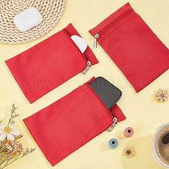 キャンバス布ジッパーバッグ  長方形  衣服縫製用の合金金具付き  レッド  20x12.5x0.2cm&nbsp;ABAG-WH0077-09B-05