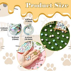 60個 6色UVメッキ不透明アクリルビーズ  虹色の  猫の形  ミックスカラー  11x12x10.5mm  10個/カラー&nbsp;OACR-CJ0070-71