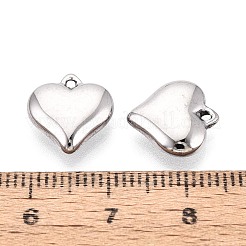 304ステンレスペンダント  ハートチャーム  ステンレス鋼色  12x11.5x3.5mm  穴：1mm&nbsp;STAS-T075-26P
