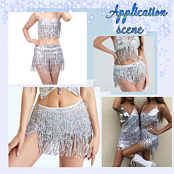 Polyester with Glitter Waist Belt with Curb Chains&nbsp;AJEW-WH0166-70A