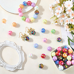 60cs 12 Colors UV Plating Rainbow Iridescent Acrylic Beads&nbsp;PACR-PA0001-11