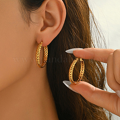 Ring with Wheat Stainless Steel Hoop Earrings&nbsp;KR5657