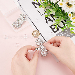 2 個合金ラインストーン靴の装飾  取り外し可能な靴のバックル クリップ  鉄パーツ  花  プラチナ  30.5x62x12mm&nbsp;AJEW-FG0003-73B