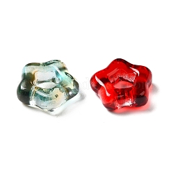 透明ガラスヨーロピアンビーズ  大穴ビーズ  スター  ミックスカラー  11.5x12x4mm  穴：4.3x4.5mm&nbsp;GLAA-H025-06