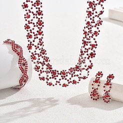 Alloy Rhinestone Link Chain Necklaces & Stud Dangle Earrings & Bracelets Sets&nbsp;FS-WG454B6-01