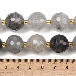 天然石クラウディクォーツビーズ連売り  多面カット  ラウンド  シードビーズで  15~16mm  穴：1.4~1.6mm  約21個/連  15.35~15.94インチ（39~40.5cm）&nbsp;G-C249-A03-16mm