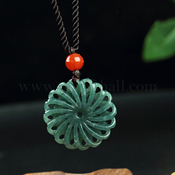 Hollow Flower Natural Jade Pendant Necklaces&nbsp;FS-WG657F8-02