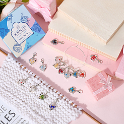 50Pcs Heart Millefiori Glass & Alloy Pendant Decorations&nbsp;HJEW-SC0002-17