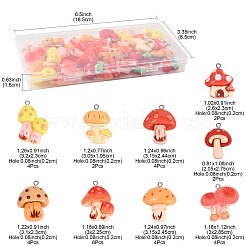 32本9スタイルレジンペンダント  キノコ  ミックスカラー  26~32x19.5~23x6~9mm  穴：2mm  4個/スタイル&nbsp;RESI-FS0002-30