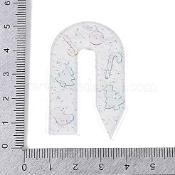 クリスマステーマのアクリルパーツ  グリッターパウダー付き  雪の結晶のアーチ  カラフル  49.5x30.5x2.3mm  穴：2mm&nbsp;OACR-Q100-06A