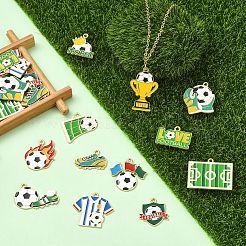 24本12スタイルアロイエナメルペンダント  サッカーのチャーム  混合図形  15.5~31x20~30x1~2mm  穴：1.7~1.9mm  2個/スタイル&nbsp;ENAM-YW0008-42
