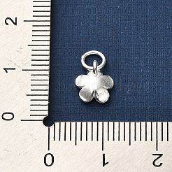 スターリングシルバー925枚の花びらの花チャーム5個  丸カンとスタンプ925個付き  銀  11.5x7.5x2.5mm  穴：2.5mm&nbsp;STER-U009-01S-01
