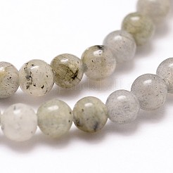 天然石ラブラドライトビーズ連売り  ラウンド  4mm  穴：1mm  約96個/連  14.9インチ〜15.1インチ&nbsp;G-G735-29-4mm