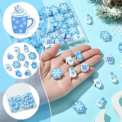 60Pcs 6 Styles Christmas Theme Printed Wood Beads&nbsp;WOOD-FS0001-33