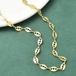 Oval with Hollow Heart Brass Link Chain Necklaces for Women&nbsp;NJEW-K271-06G