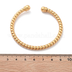 真鍮製カフバングル  女性のためのトルクバングル  長持ちメッキ  18KGP本金メッキ  内径：1/8x2-1/8インチ（4.6x5.35cm）&nbsp;BJEW-F482-03G