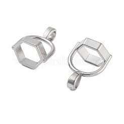 変色しない304ステンレススチールビーズキャップベイル  六角  ステンレス鋼色  18x13x10mm  穴：5x3mm  インナーサイズ：8x9.5mm&nbsp;X-STAS-L082-016P