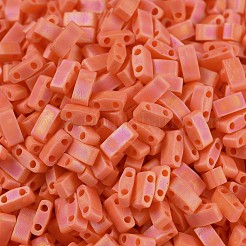 MIYUKIハーフティラビーズ  日本製シードビーズ  2の穴  （htl406fr）マット不透明オレンジab  5x2.3x1.9mm  穴：0.8mm  約250PCS /ボトル  10 G /ボトル&nbsp;SEED-JP0008-HTL406FR