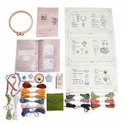 初心者向けDIY刺繍ステッチブックキット  刺繍枠を含む  鉄製の縫い針とポリエステル糸  プラスチック部品と紙カード  ミックスカラー  300x235x0.3mm&nbsp;FB-CBA112E-01