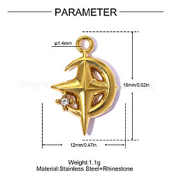 304 Stainless Steel & Rhinestone Pendants&nbsp;STAS-OY015-68G