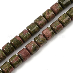 天然石ユナカイトビーズ連売り  コラム  9~10x10mm  穴：1mm  約40個/連  15.55インチ（39.5cm）&nbsp;G-G275-D20-10x10mm