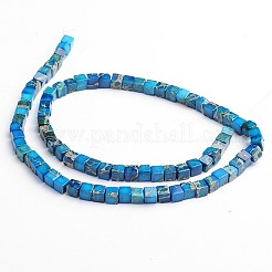 Dyed & Heated Natural Imperial Jasper Cube Beads Strands&nbsp;X-G-M273-01-4mm