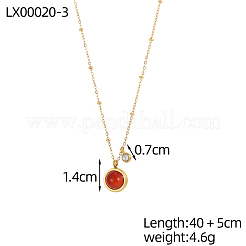 304 Stainless Steel & Red Agate Necklaces&nbsp;STAS-OY013-12G