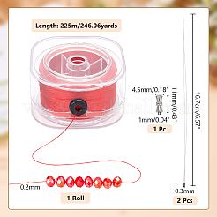 ポリエステル糸  クラスプとリード線付き  DIY パールブレスレットジュエリー作り用  レッド  0.2mm  約246.06ヤード（225m）/ロール&nbsp;TOOL-WH0053-64