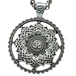 Mandala Flower Chakra Alloy Pendant Wheat Chain Necklaces for Women&nbsp;FS-WG99C38-01