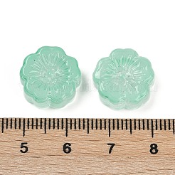 透明ガラスビーズ  花  焼き付け塗料  アクアマリン  14x14.5x5.5~6mm  穴：1.2mm&nbsp;DGLA-E004-01D